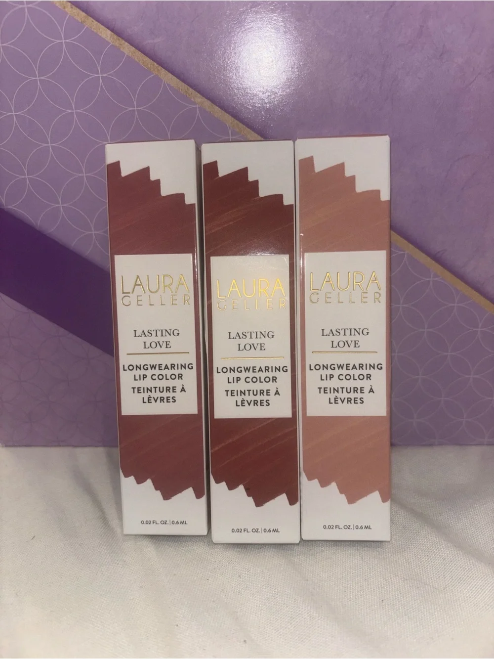 Laura Geller Lasting Love Longwear Lip Color Set NIB Mauve Buff Ginger